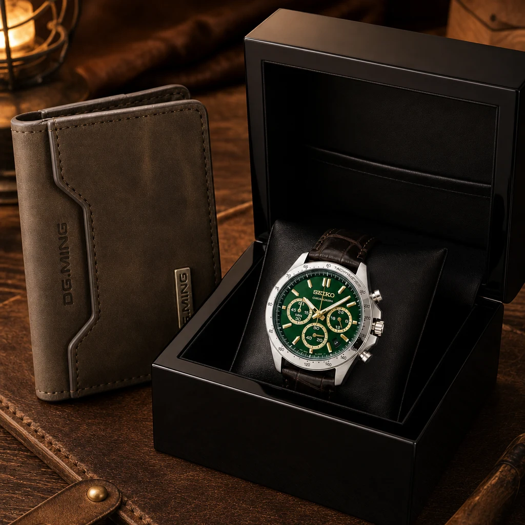 Seiko Chronograph com carteira luz âmbar